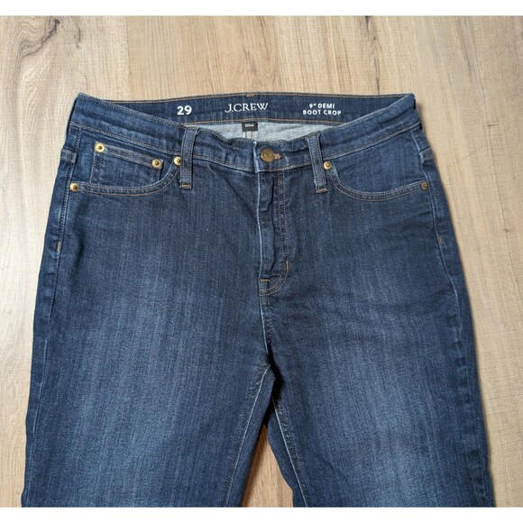 J Crew Size 29 Blue Jeans 9" Demi Boot Crop Raw Hem Dark Wash Modern Minimalist - Picture 3 of 10